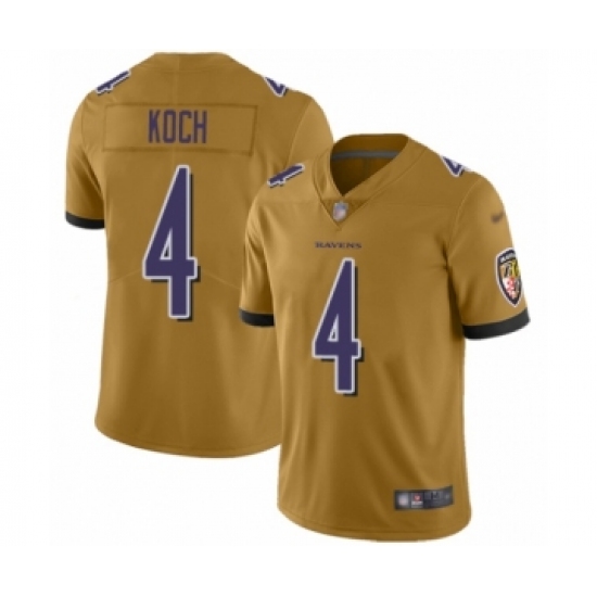 Youth Baltimore Ravens 4 Sam Koch Limited Gold Inverted Legend Football Jersey