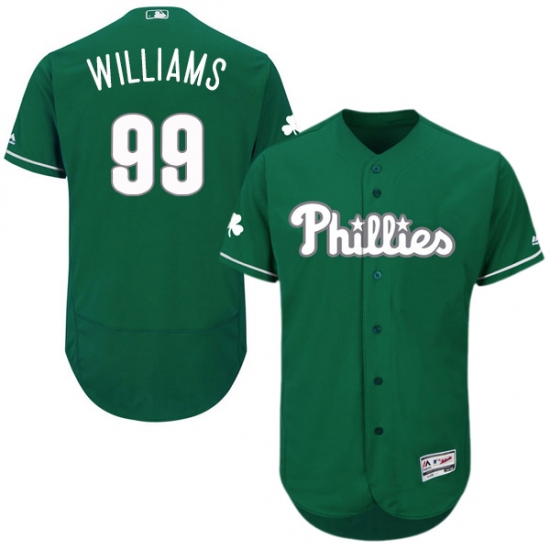 Men's Majestic Philadelphia Phillies 99 Mitch Williams Green Celtic Flexbase Authentic Collection MLB Jersey