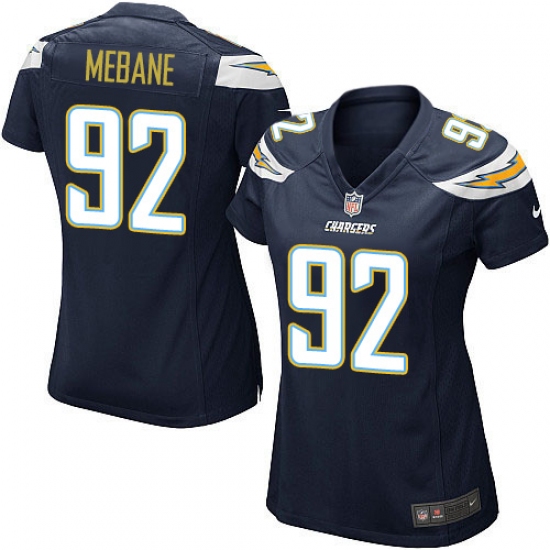 Women's Nike Los Angeles Chargers 92 Brandon Mebane Game Navy Blue Team Color NFL Jersey