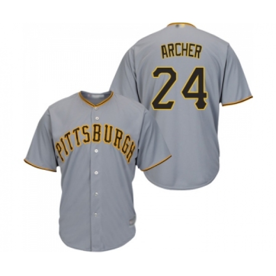 Men's Pittsburgh Pirates 24 Chris Archer Replica Grey Road Cool Base Baseball Jersey