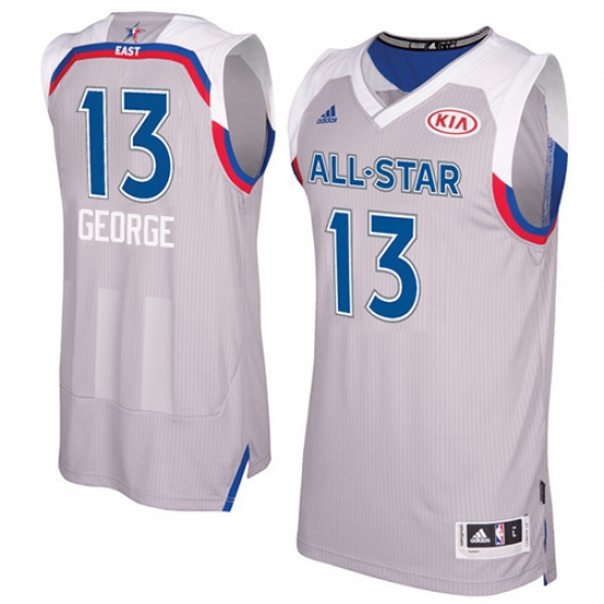 Men's Adidas Indiana Pacers 13 Paul George Swingman Gray 2017 All Star NBA Jersey