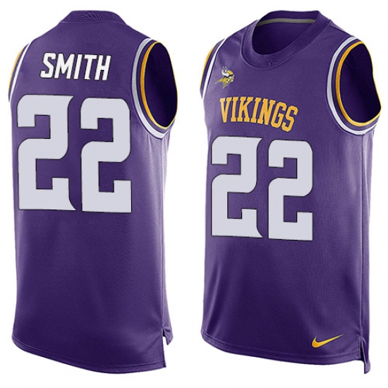 Men's Nike Minnesota Vikings 22 Harrison Smith Limited Purple Player Name & Number Tank Top NFL Jersey