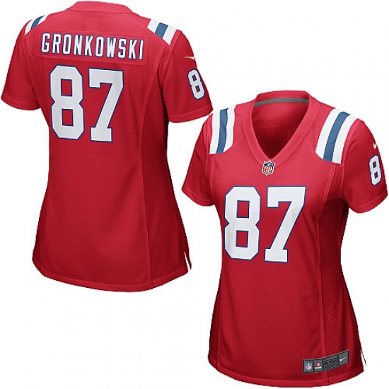 Women's Nike New England Patriots 87 Rob Gronkowski Game Red Alternate NFL Jersey