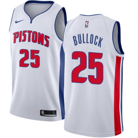 Women's Nike Detroit Pistons 25 Reggie Bullock Swingman White NBA Jersey - Association Edition