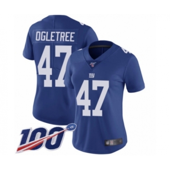 Women's New York Giants 47 Alec Ogletree Royal Blue Team Color Vapor Untouchable Limited Player 100th Season Football Jersey