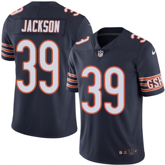 Men's Nike Chicago Bears 39 Eddie Jackson Navy Blue Team Color Vapor Untouchable Limited Player NFL Jersey