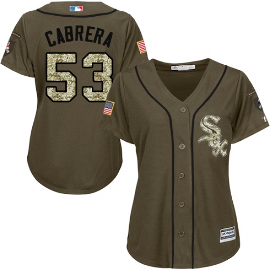 Women's Majestic Chicago White Sox 53 Melky Cabrera Authentic Green Salute to Service MLB Jersey