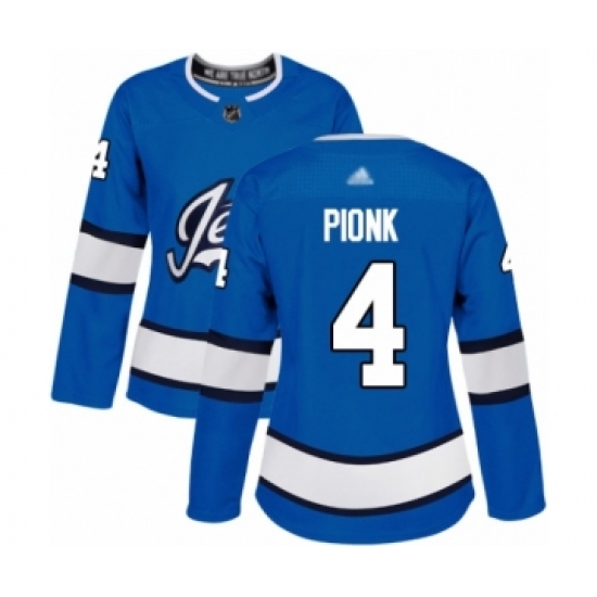 Women's Winnipeg Jets 4 Neal Pionk Authentic Blue Alternate Hockey Jersey