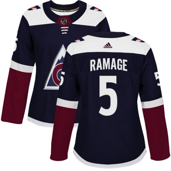 Women's Adidas Colorado Avalanche 5 Rob Ramage Authentic Navy Blue Alternate NHL Jersey