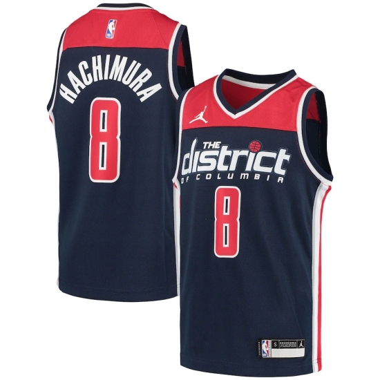 Youth Washington Wizards 8 Rui Hachimura Jordan Brand Navy 2020-21 Swingman Player Jersey