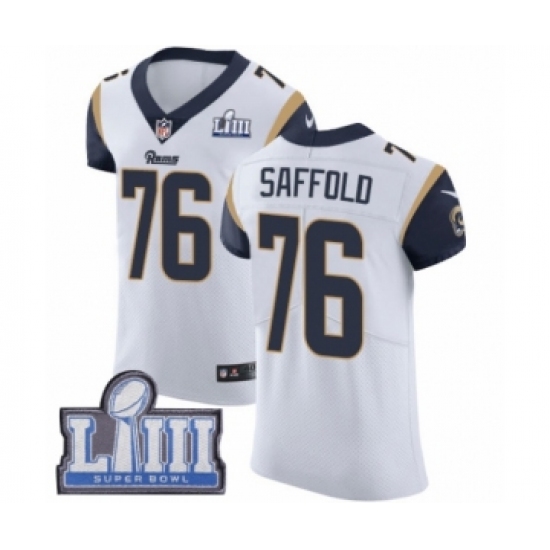 Men's Nike Los Angeles Rams 76 Rodger Saffold White Vapor Untouchable Elite Player Super Bowl LIII Bound NFL Jersey