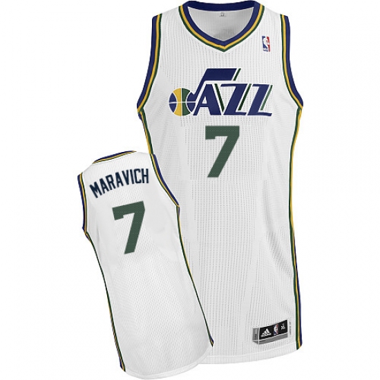 Men's Adidas Utah Jazz 7 Pete Maravich Authentic White Home NBA Jersey