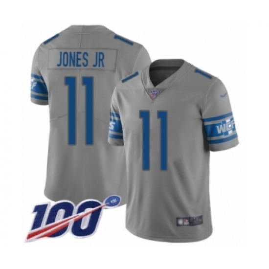 Youth Detroit Lions 11 Marvin Jones Jr Limited Gray Inverted Legend 100th Season Football Jersey