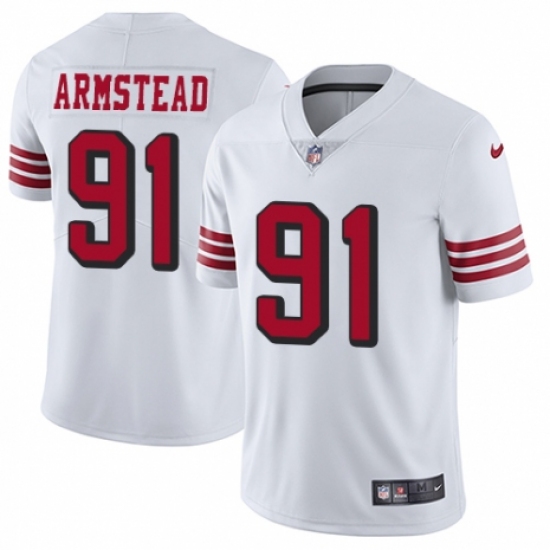 Men's Nike San Francisco 49ers 91 Arik Armstead Limited White Rush Vapor Untouchable NFL Jersey