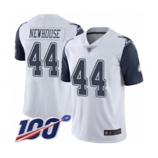 Men's Dallas Cowboys 44 Robert Newhouse Limited White Rush Vapor Untouchable 100th Season Football Jersey