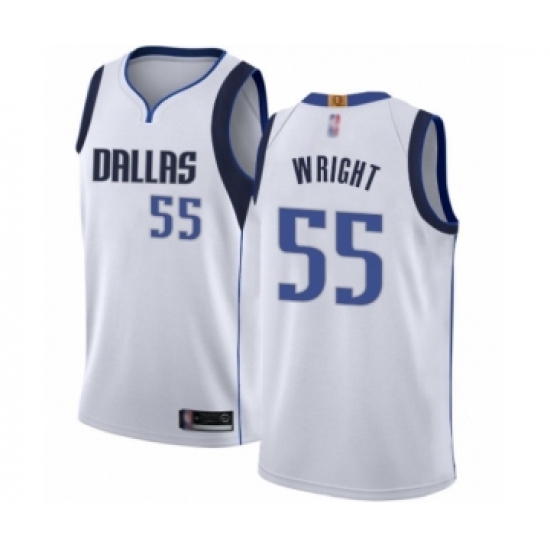 Men's Dallas Mavericks 55 Delon Wright Authentic White Basketball Jersey - Association Edition