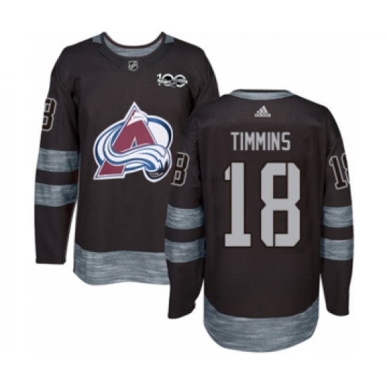 Men's Adidas Colorado Avalanche 18 Conor Timmins Authentic Black 1917-2017 100th Anniversary NHL Jersey