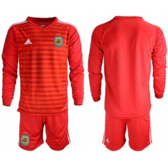 Argentina Blank Red Long Sleeves Goalkeeper Soccer Country Jersey