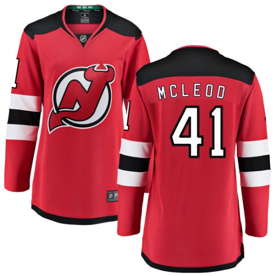 Women's New Jersey Devils 41 Michael McLeod Fanatics Branded Red Home Breakaway NHL Jersey