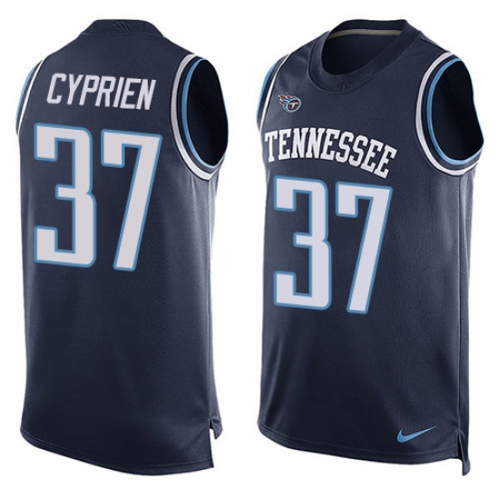 Men's Nike Tennessee Titans 37 Johnathan Cyprien Limited Navy Blue Player Name & Number Tank Top Tank Top NFL Jersey