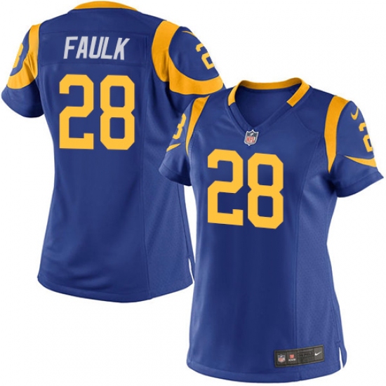 Women's Nike Los Angeles Rams 28 Marshall Faulk Game Royal Blue Alternate NFL Jersey