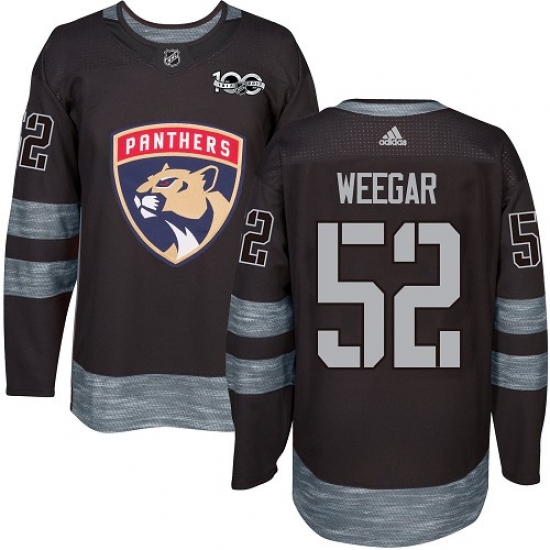 Men's Adidas Florida Panthers 52 MacKenzie Weegar Authentic Black 1917-2017 100th Anniversary NHL Jersey