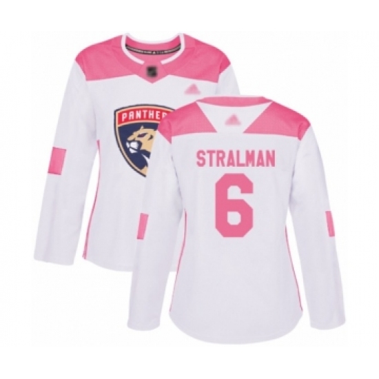 Women's Florida Panthers 6 Anton Stralman Authentic White Pink Fashion Hockey Jersey