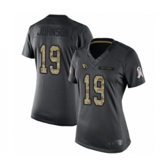 Women's Arizona Cardinals 19 KeeSean Johnson Limited Black 2016 Salute to Service Football Jersey