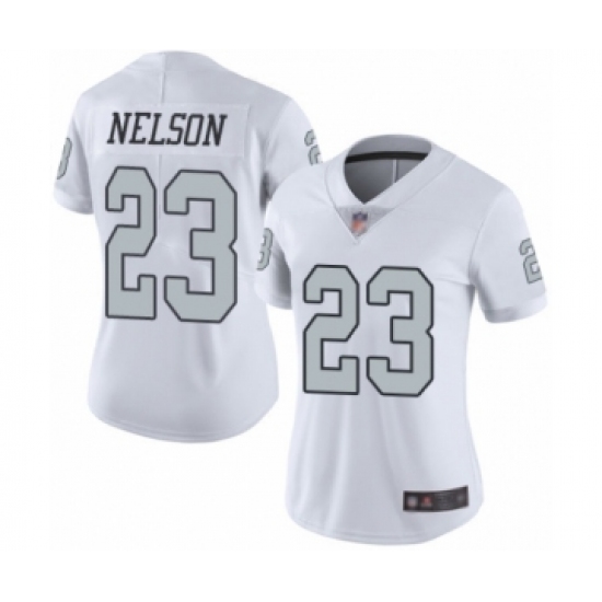 Women's Oakland Raiders 23 Nick Nelson Limited White Rush Vapor Untouchable Football Jersey