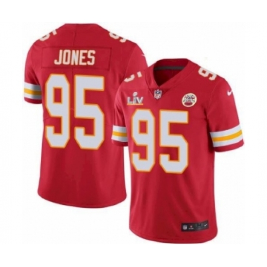 Men'sKansas City Chiefs 95 Chris Jones Red 2021 Super Bowl LV Jersey