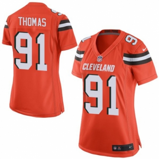 Women's Nike Cleveland Browns 91 Chad Thomas Game Orange Alternate NFL Jersey