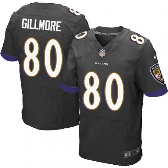 Men's Nike Baltimore Ravens 80 Crockett Gillmore Elite Black Alternate NFL Jersey