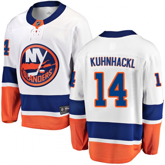 Men's New York Islanders 14 Tom Kuhnhackl Fanatics Branded White Away Breakaway NHL Jersey