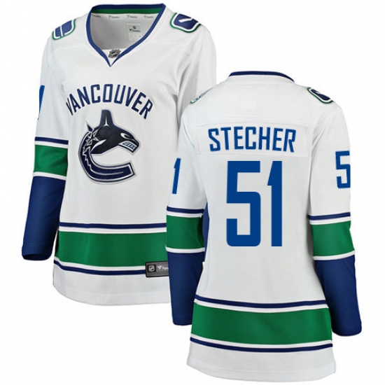 Women's Vancouver Canucks 51 Troy Stecher Fanatics Branded White Away Breakaway NHL Jersey