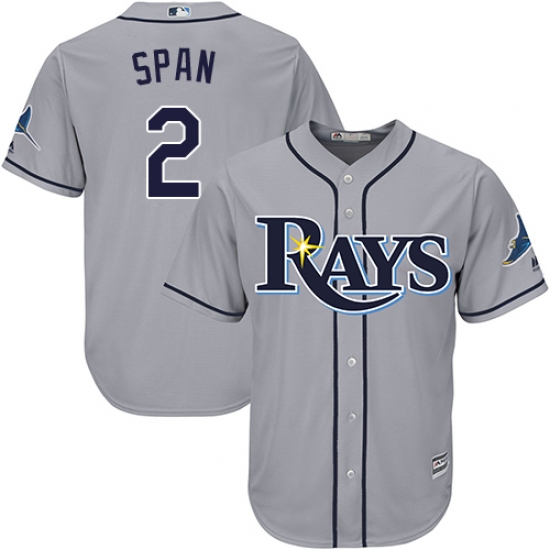 Men's Majestic Tampa Bay Rays 2 Denard Span Replica Grey Road Cool Base MLB Jersey