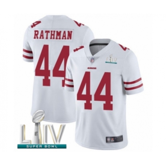 Youth San Francisco 49ers 44 Tom Rathman White Vapor Untouchable Limited Player Super Bowl LIV Bound Football Jersey