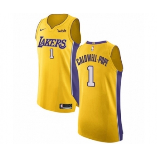 Men's Los Angeles Lakers 1 Kentavious Caldwell-Pope Authentic Gold Home Basketball Jersey - Icon Edition