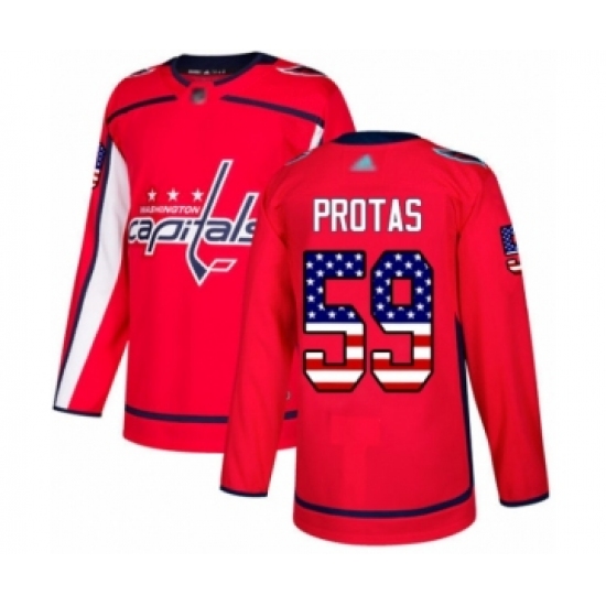 Youth Washington Capitals 59 Aliaksei Protas Authentic Red USA Flag Fashion Hockey Jersey