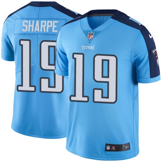 Men's Nike Tennessee Titans 19 Tajae Sharpe Light Blue Team Color Vapor Untouchable Limited Player NFL Jersey