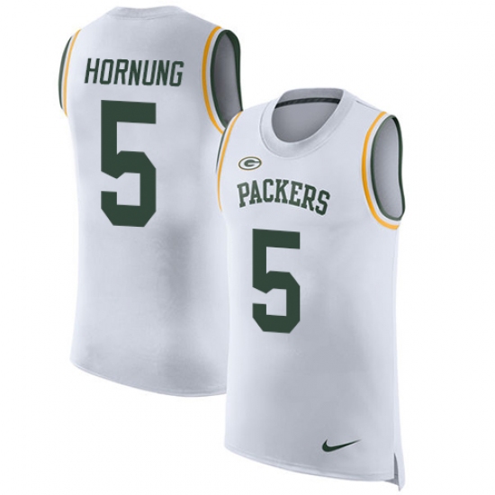 Men's Nike Green Bay Packers 5 Paul Hornung Limited White Rush Player Name & Number Tank Top NFL Jersey