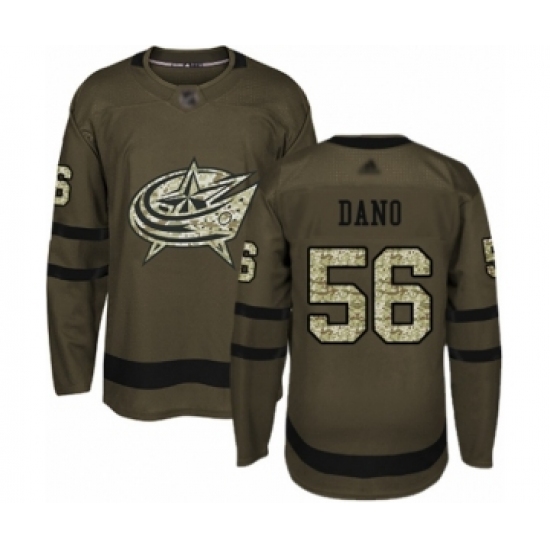 Men's Columbus Blue Jackets 56 Marko Dano Authentic Green Salute to Service Hockey Jersey