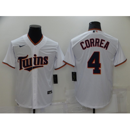 Men's Nike Minnesota Twins 4 Carlos Correa White Home Stitched Baseball Jersey