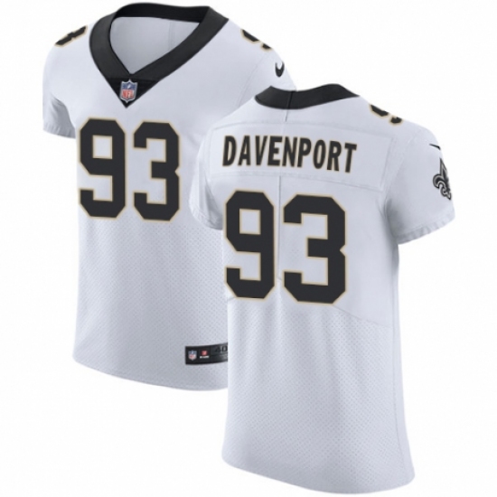 Men's Nike New Orleans Saints 93 Marcus Davenport White Vapor Untouchable Elite Player NFL Jersey