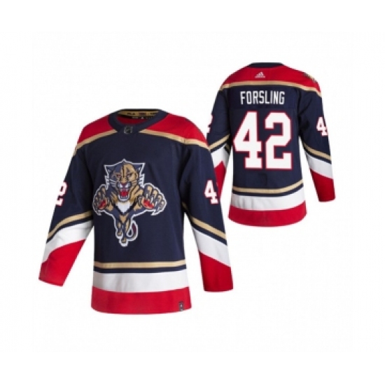 Men's Florida Panthers 42 Gustav Forsling Navy Stitched Jersey