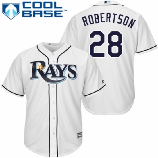 Youth Majestic Tampa Bay Rays 28 Daniel Robertson Replica White Home Cool Base MLB Jersey