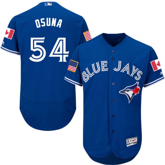 Men's Majestic Toronto Blue Jays 54 Roberto Osuna Authentic Royal Blue Fashion Stars & Stripes Flex Base MLB Jersey
