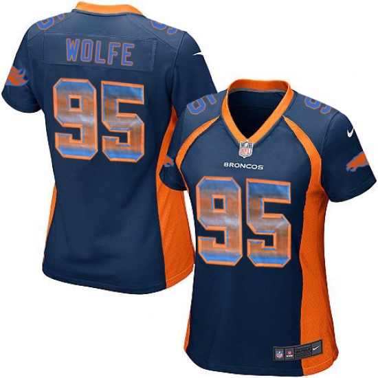 Women's Nike Denver Broncos 95 Derek Wolfe Limited Navy Blue Strobe NFL Jersey