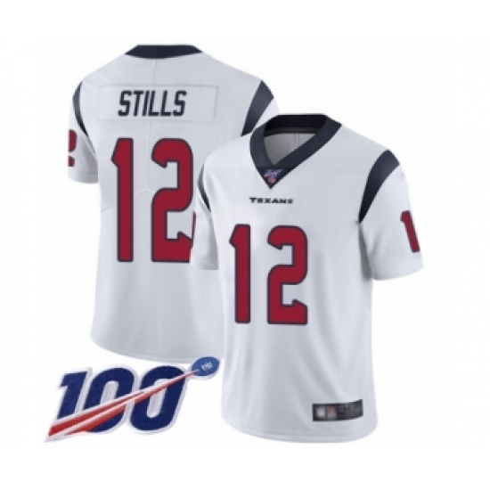 Youth Houston Texans 12 Kenny Stills White Vapor Untouchable Limited Player 100th Season Football Jersey