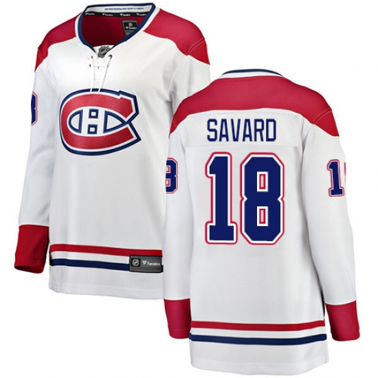 Women's Montreal Canadiens 18 Serge Savard Authentic White Away Fanatics Branded Breakaway NHL Jersey