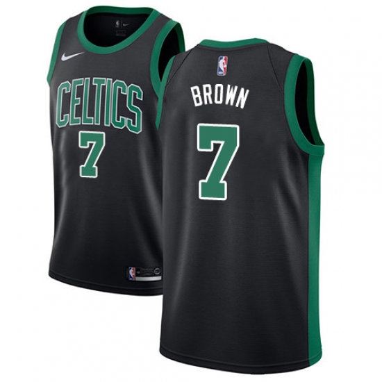 Youth Adidas Boston Celtics 7 Jaylen Brown Authentic Black NBA Jersey - Statement Edition